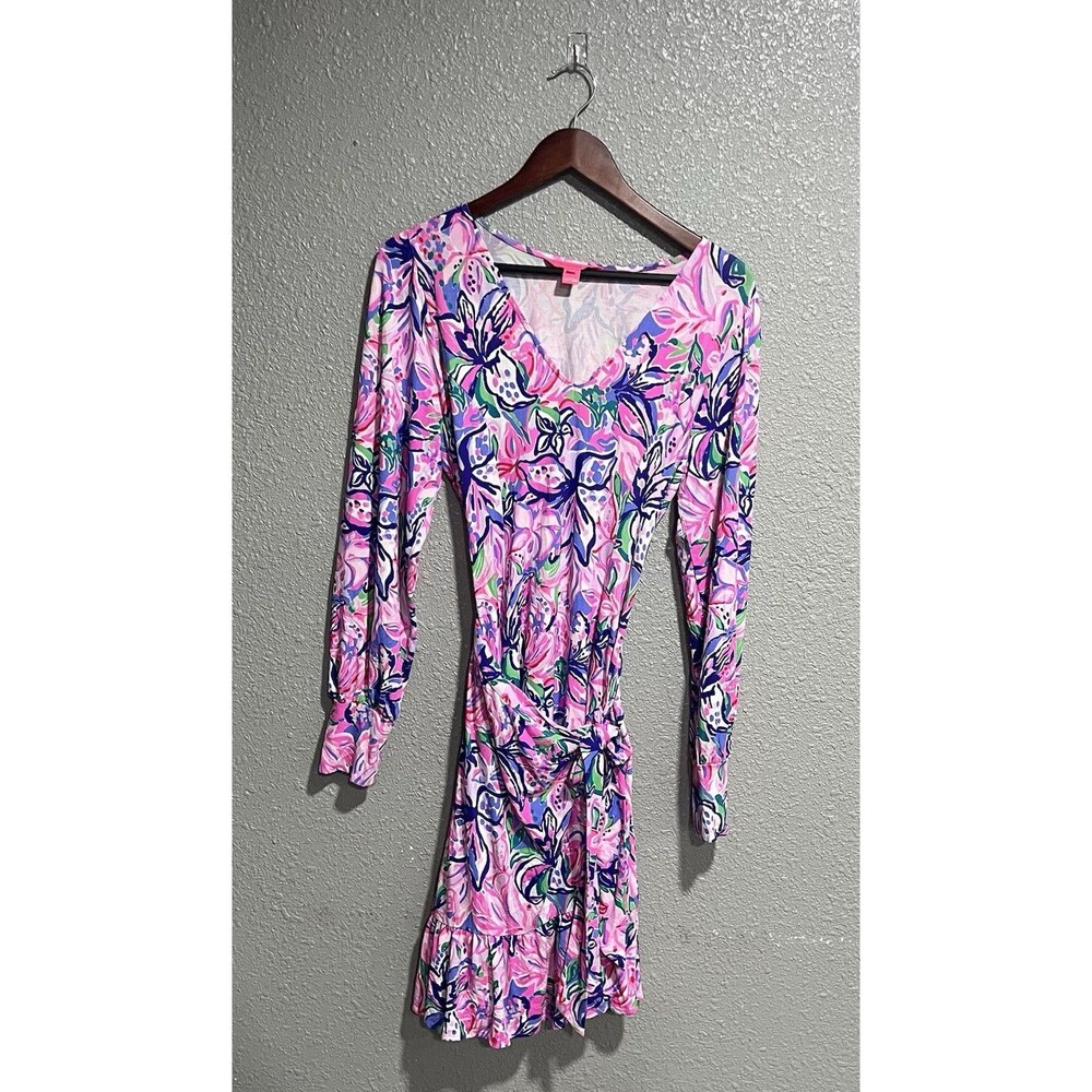 NEW pink Lilly Pulitzer Florita Wrap Dress Multi isn't she lilly Large